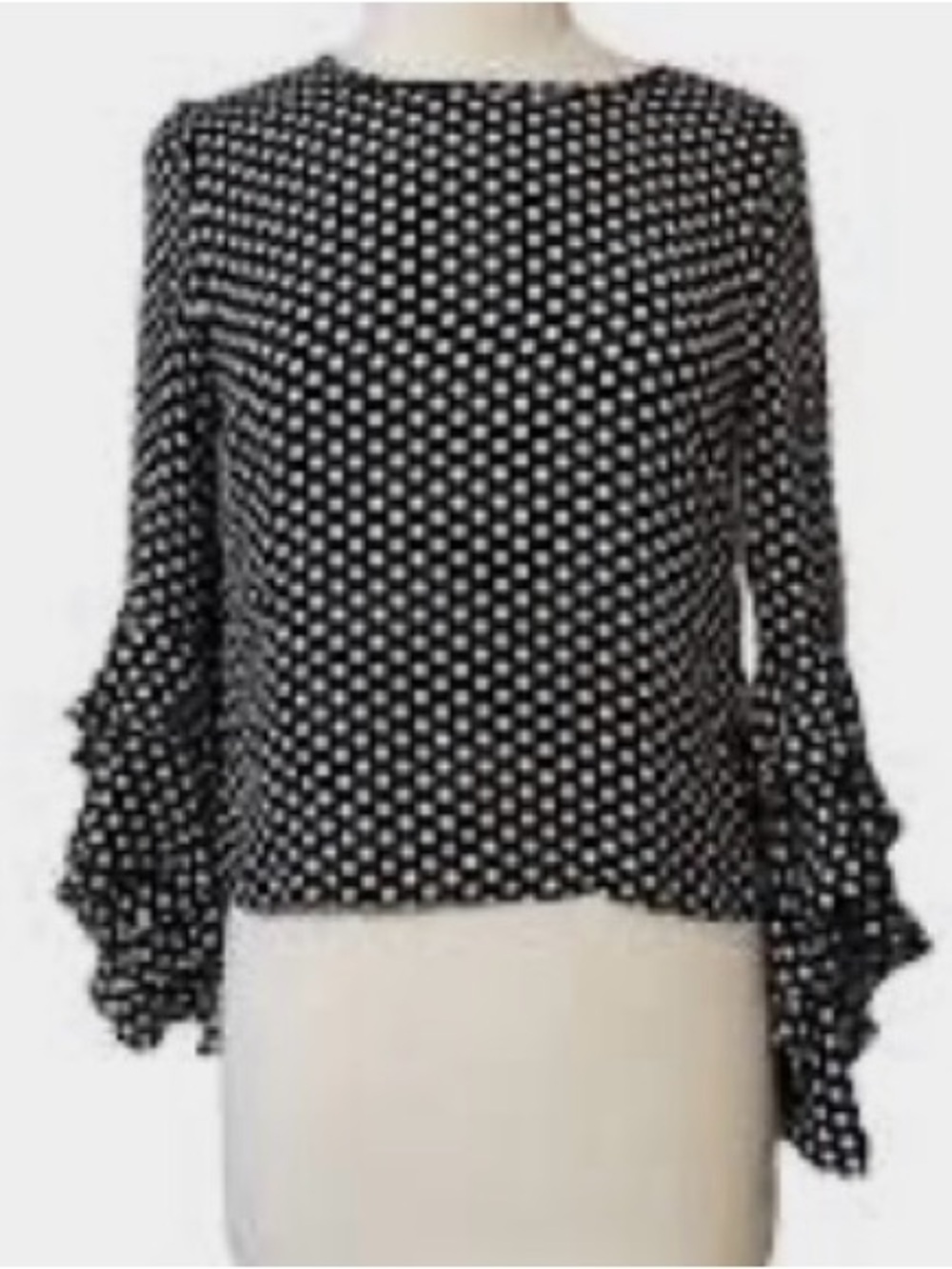 Milly _ Black and White Polka Dot Ruffle Sleeve Women's Top - Gabby